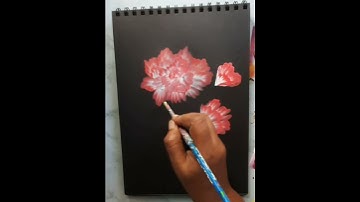 SIMPLE AND EASY ACRYLIC PAINTING OF BEAUTIFUL FLOWERS/ ONE STROKE PAINTING OF CARNATION FLOWERS