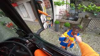 Garbage Truck Man Driver Pov A City Route 4