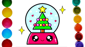 How to Draw a Cute Christmas Tree Snow Globe- Easy Step-by-Step for Kids and Toddlers