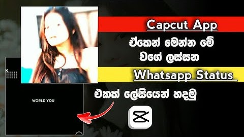 How To create a Whatsapp Status on Capcut | Sinhala Tutorial | 2022