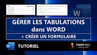 Utiliser les TABULATIONS dans WORD   créer un formulaire (Formation Office)