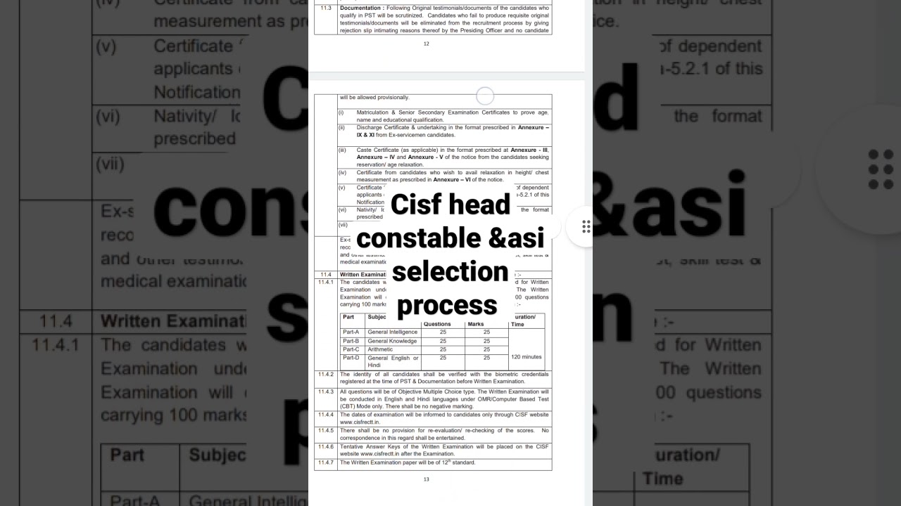 cisf head constable selection process 2022