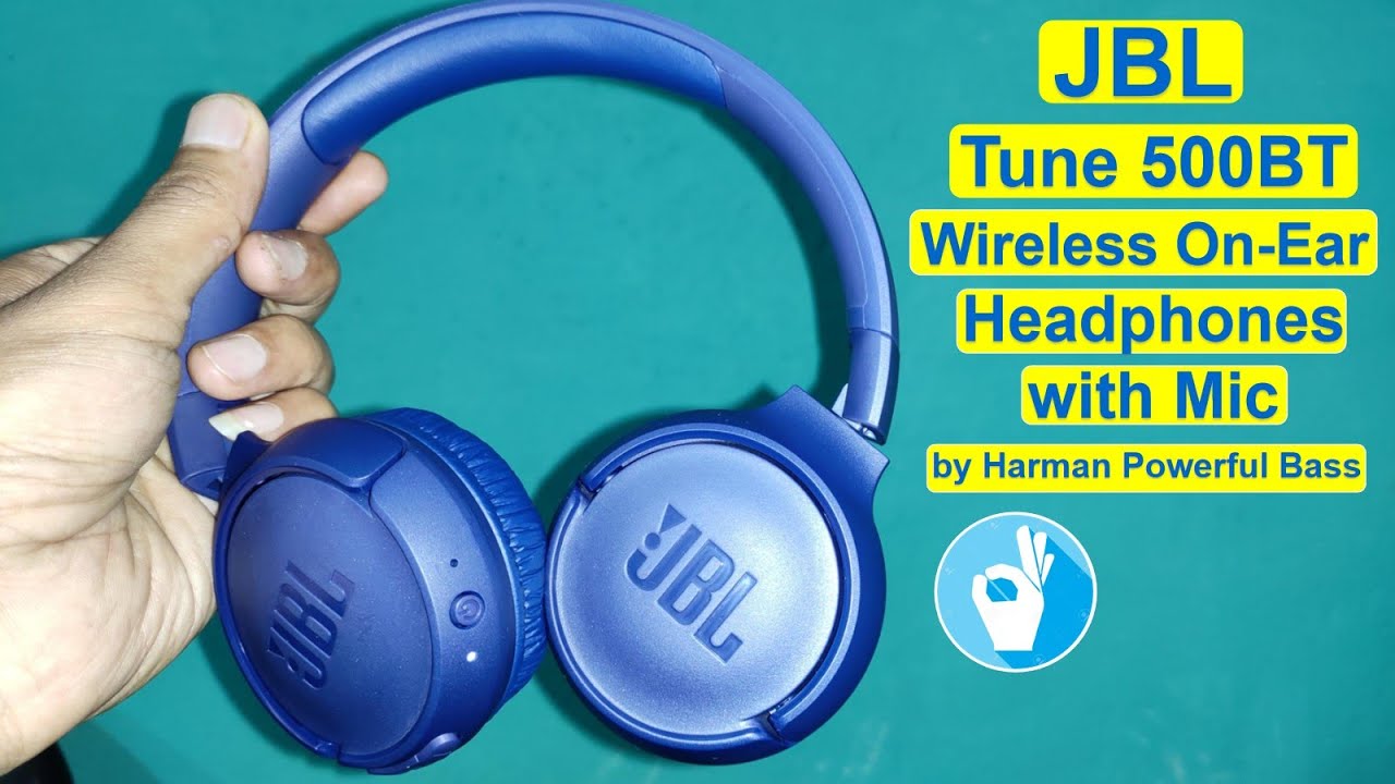 JBL Tune 500BT by Harman Powerful Bass Wireless OnEar Headphones with Mic, 16 Hours Playtime