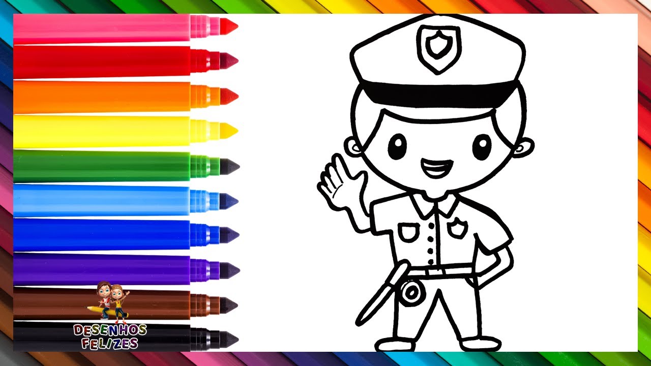 Desenhos De Policial Vetores De Desenhos Animados Um Policial Enfrenta