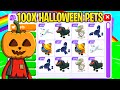 I TRADED 100 NEW HALLOWEEN PETS (Roblox Adopt me Update)