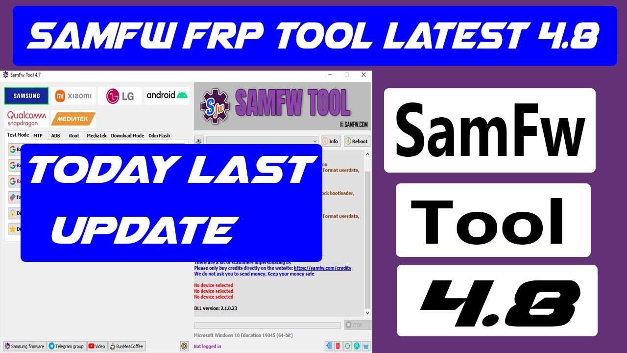 Samfw tool 4 8 2024 latest version samsung frp bypass all version