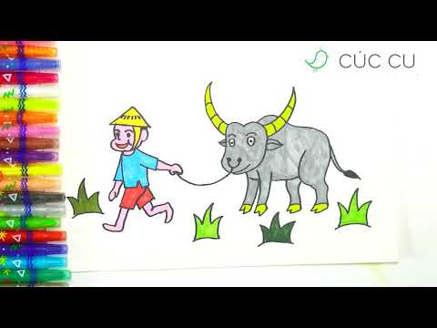 Video Hướng dẫn vẽ tranh đồng quê cậu bé chăn trâu How to... - youtube