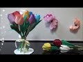 （ペーパーフラワー）画用紙でチューリップの作り方　【DIY】(Paper Flower)Drawing paper　Tulip