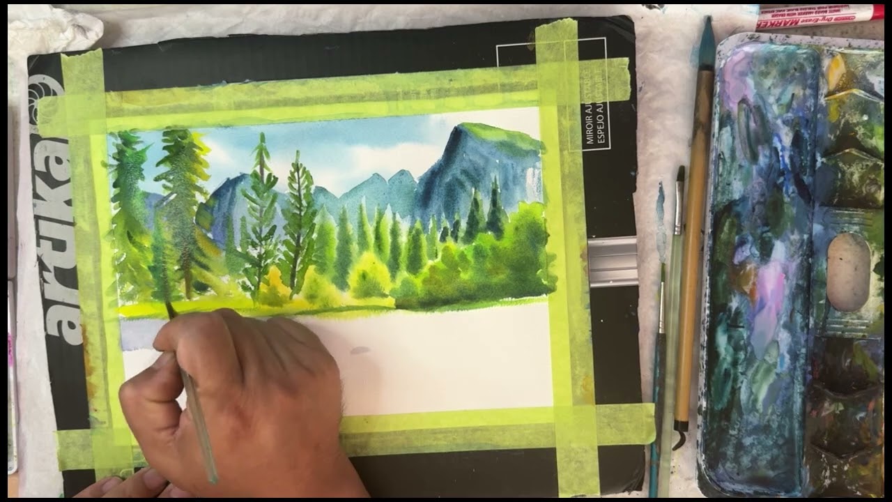 水彩画「せせらぎ」 N906 水彩风景Watercolor Landscape 수채화풍경- YouTube