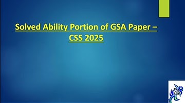 Solved Ability Portion of General Science & Ability Paper - CSS 2025