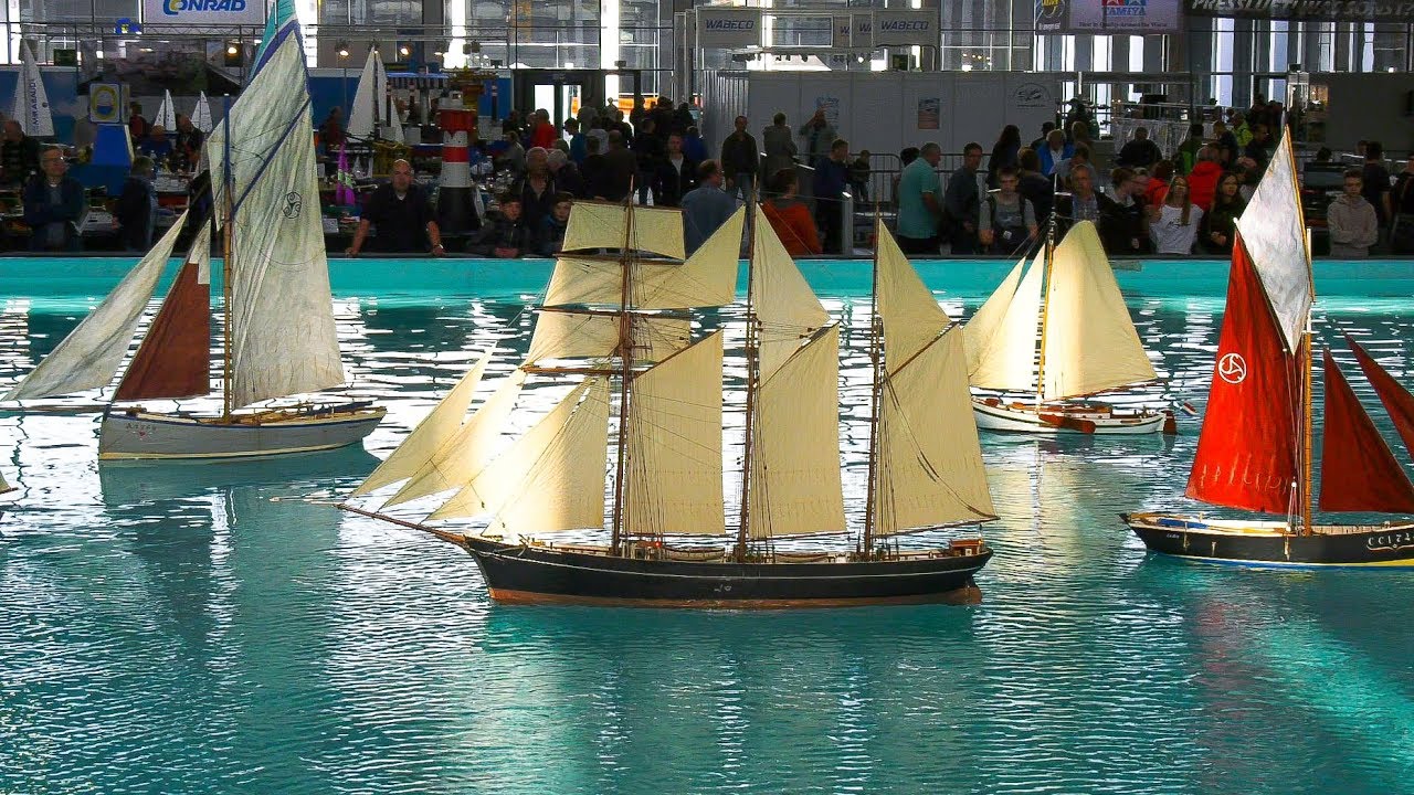 Rc Model Scale Sailing Ships And Boats On The Pool In A Nice Show!! - Part 1
