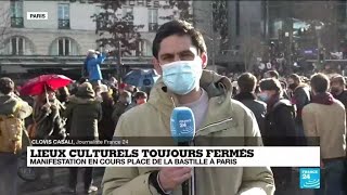 Lieux culturels toujours fermés : manifestation en cours place de la Bastille