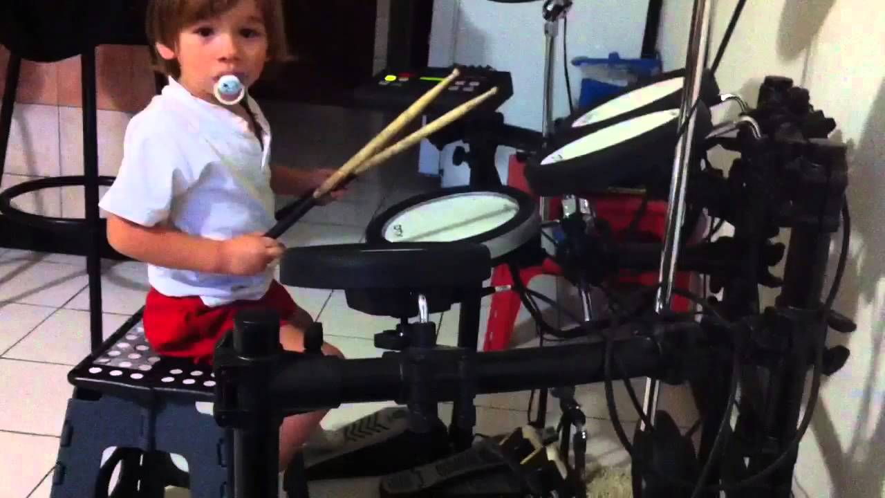 2 yr old playing drums to "Paradise City" YouTube