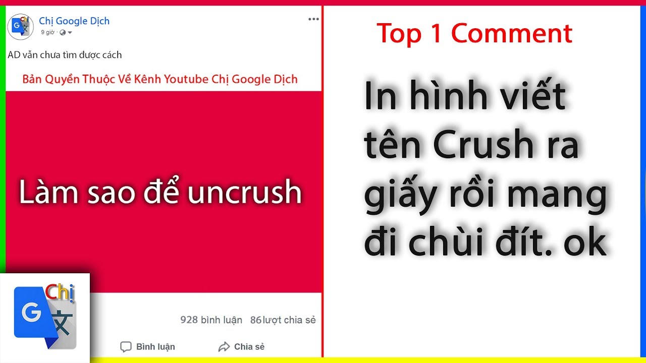 Top Comment P18: Làm sao để Uncrush - Chị Google Dịch - YouTube
