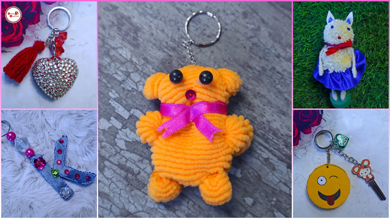 How to make 6 type of cute and easy key chain || Amazing gift keychain ...