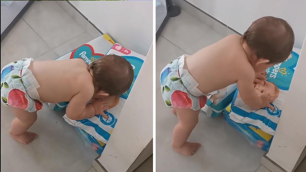 Sweet baby kisses image of another baby on diaper bag 