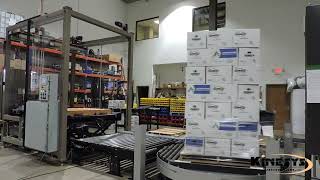 Pallet Dispenser, Dual Head Case Palletizer with Stretch Wrapper