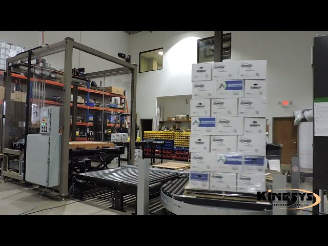 Pallet Dispenser, Dual Head Case Palletizer with Stretch Wrapper