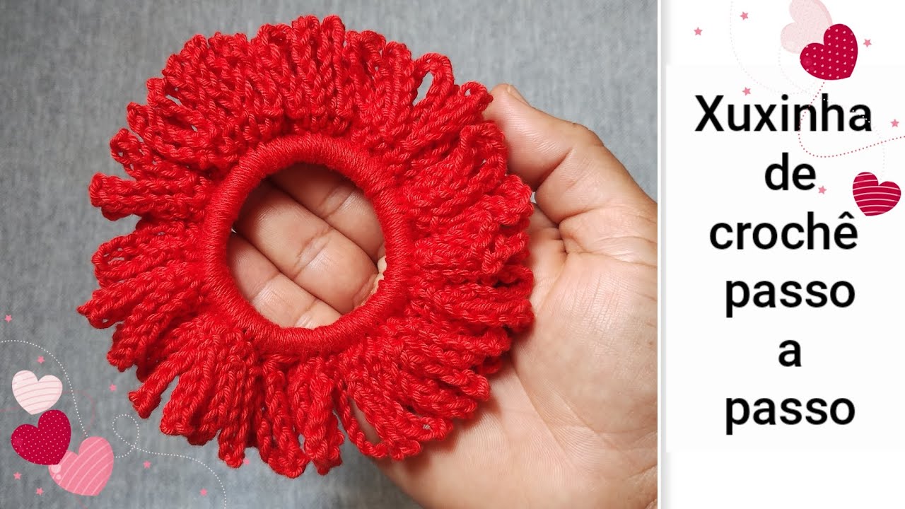 Xuxinhas de crochê passo a passo / How to crochet scrunchie 