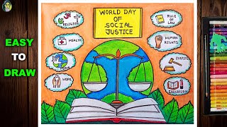 World Day Of Social Justice Drawing Easy | Justice Day Drawing | International Day Of Social Justice