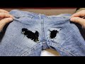 A genius idea to fix a hole on jeans between the legs in a way that will surprise you