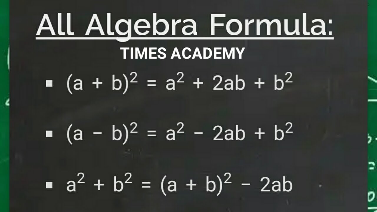 Algebra formula list/maths formula - YouTube