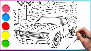 Coloring a Classic Muscle Car Satisfying Car Coloring