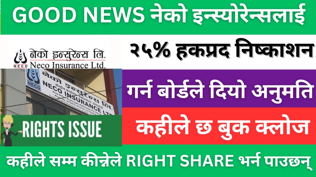 Board approves Neco Insurance to issue 25% rights.