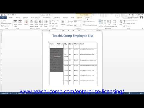 Microsoft Office Word 2013 Tutorial Tables 16.6 Employee Group Training