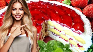 ‍ Fresh Strawberry Custard Cake Recipe⁉️ {How to Make Strawberry Cake from Scratch}