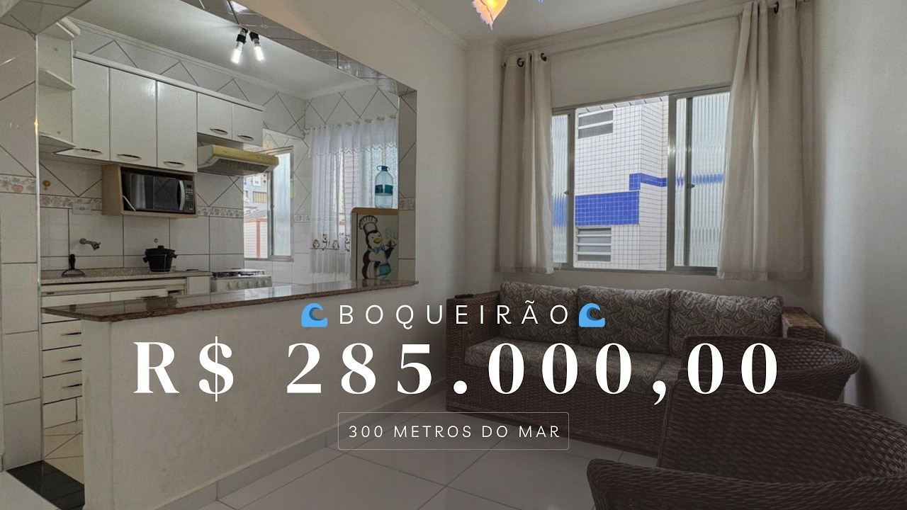 ✨Apartamento à Venda no Boqueirão Praia Grande | 01 Dormitório | Sacada Frente Rua | Perto da Praia