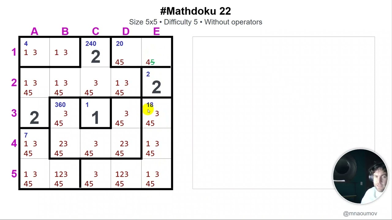 #Mathdoku 22 Size 5x5 / Difficulty 5 / Without operators