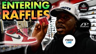 We Enter Finish line Raffles, In Store Raffles For The Jordan 1 Lost and Found