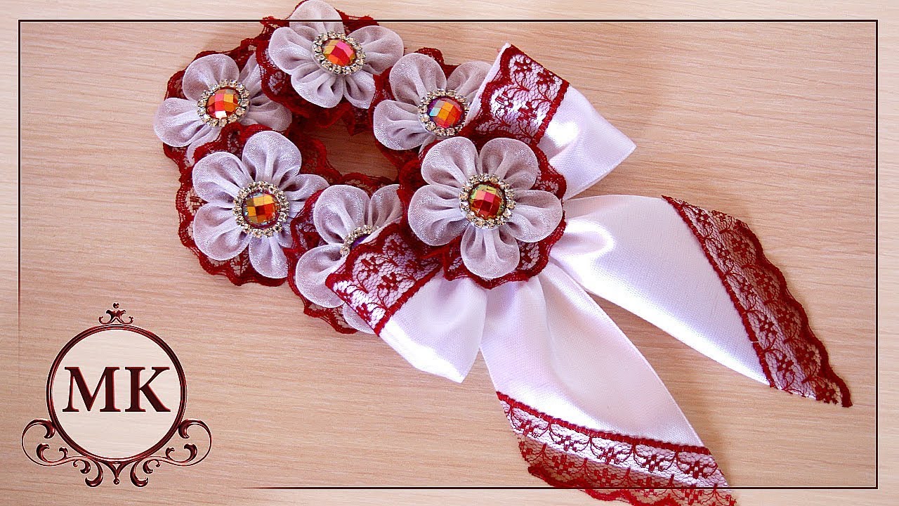 Резинка на пучок. МК. / DIY. Kanzashi. Flower Bun Garland. Headband