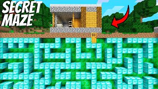 : What's inside the SECRET MAZE in Minecraft ? I found a SECRET BUNKER ! CURSED HOUSE  !