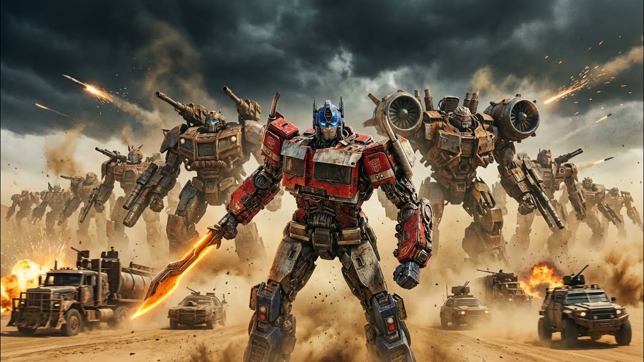 “Optimus Prime: Steel Titans Rising in the Desert War”