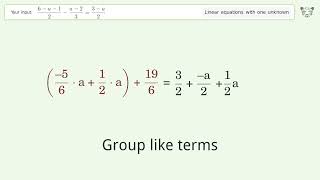 Solve (6-a-1)/2-(a-2)/3=(3-a)/2: Linear Equation Video Solution | Tiger Algebra