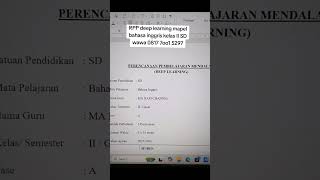 RPP deep learning mapel bahasa Inggris kelas II SD #deeplearning #modulajar #ppg #bahasainggris