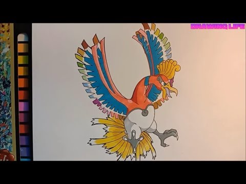 Video vẽ pokemon huyền thoại Mega Ho Oh-vẽ không tẩy xóa - youtube