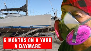 6 months on a boatyard. Our daymare on the boatyard in Carriacou.