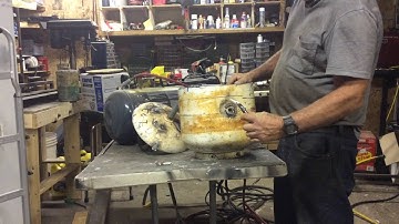 Portable sauna stove from a propane tank.