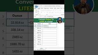 Convert Ounce To Liter In a Snap 😮 Fastest Way ⚡| Excel Tutoring #shrots