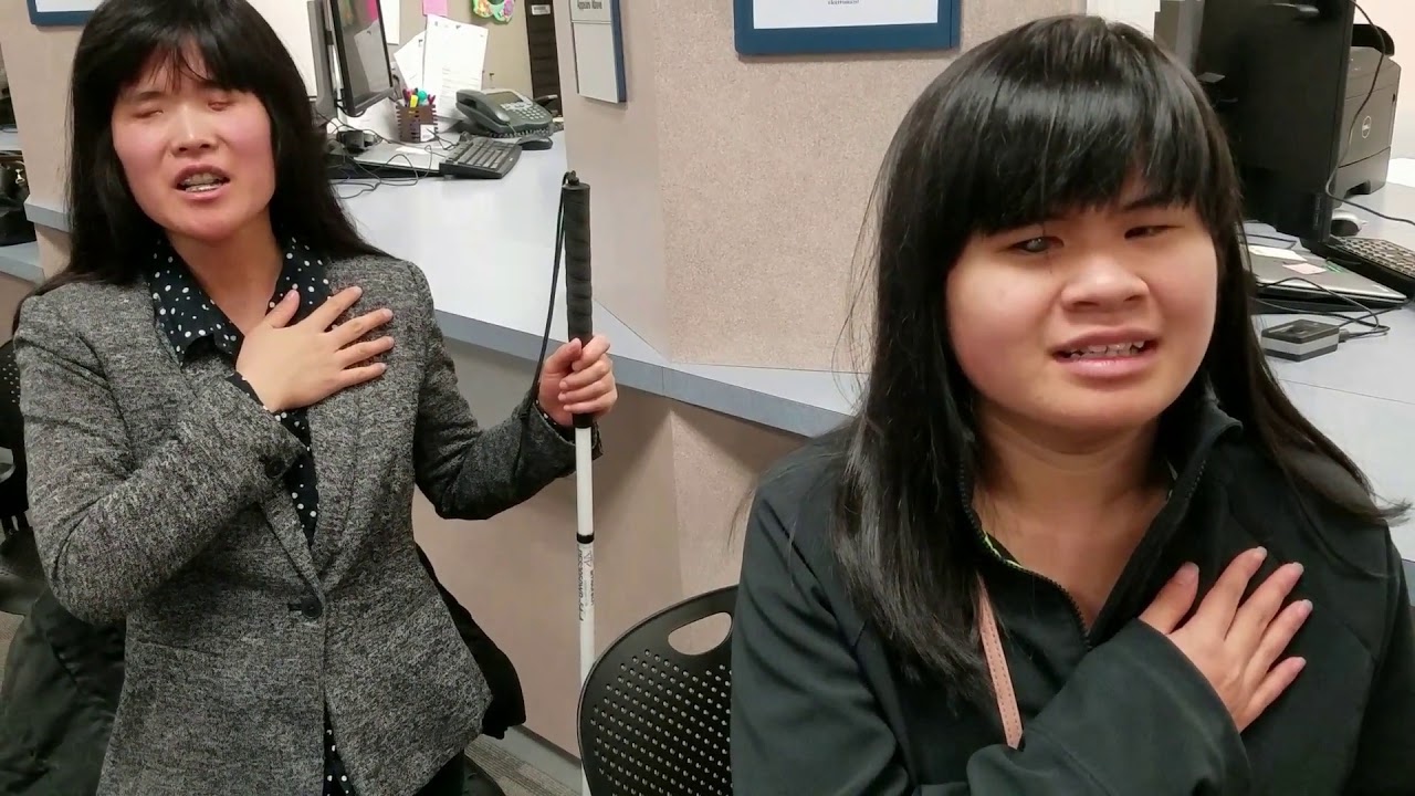 Усыновлённые слепые девочки принимают присягу гражданства США — Ханна исполняет национальный гимн...