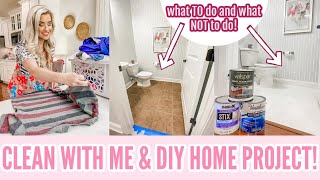 EXTREME CLEAN WITH ME W/DIY BATHROOM MAKEOVER TRANSFORMATION | CLEANING MOTIVATION | Love Meg 2.0
