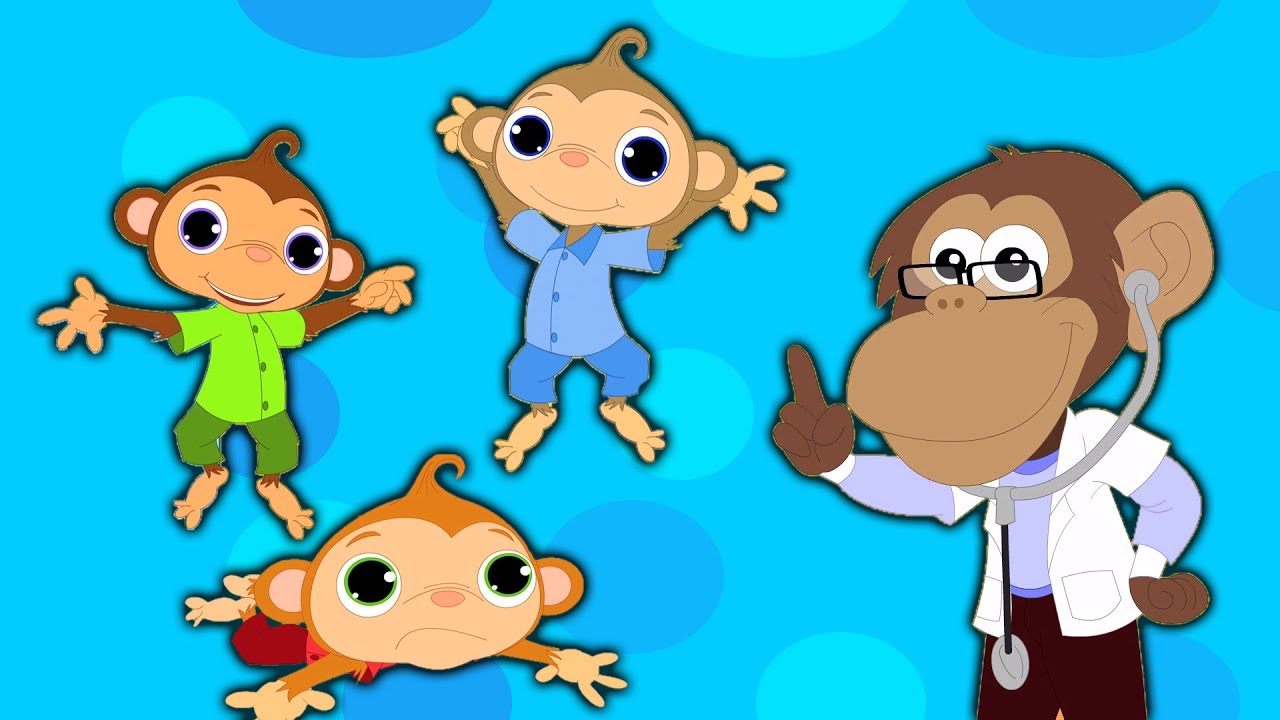 Cinco macacos pequenos, dos desenhos para crianças, Compilação