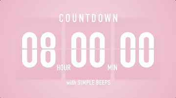 8 Hour Countdown Timer 🌸 Flip Clock with Simple Beeps 🔔