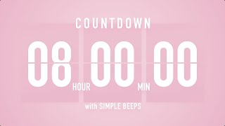 8 Hours Countdown Flip Clock Timer / Simple Beeps 🌸🔔