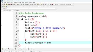 C++ Program: Sum & Average Using Array