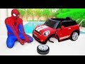 POWER WHEEL ride on WHEEL FELL OFF! Car Toy Learn Colors Finger Family Nursery Rhymes for Baby