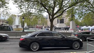 Tom Cruise leaves Trafalgar Sq in his Mercedes after rehearsing a few scenes for Mission Impossible